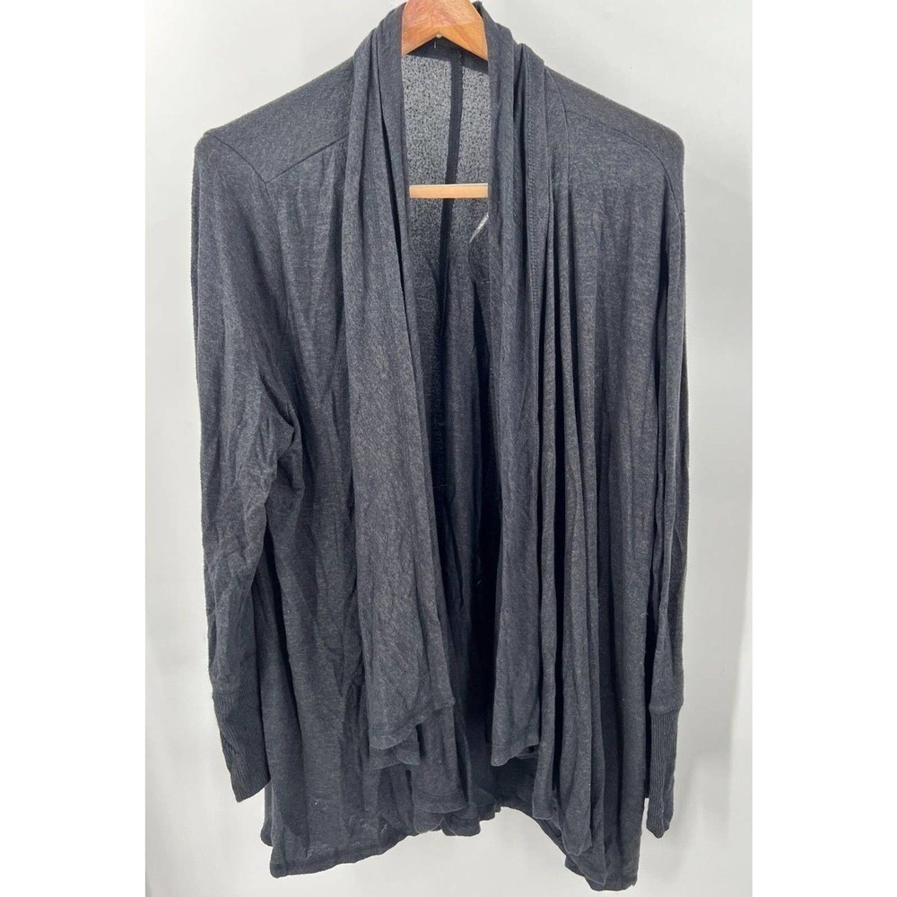 Harlowe & Graham Womens M Medium Black Drapped Cardigan Long Sleeves Lightweight